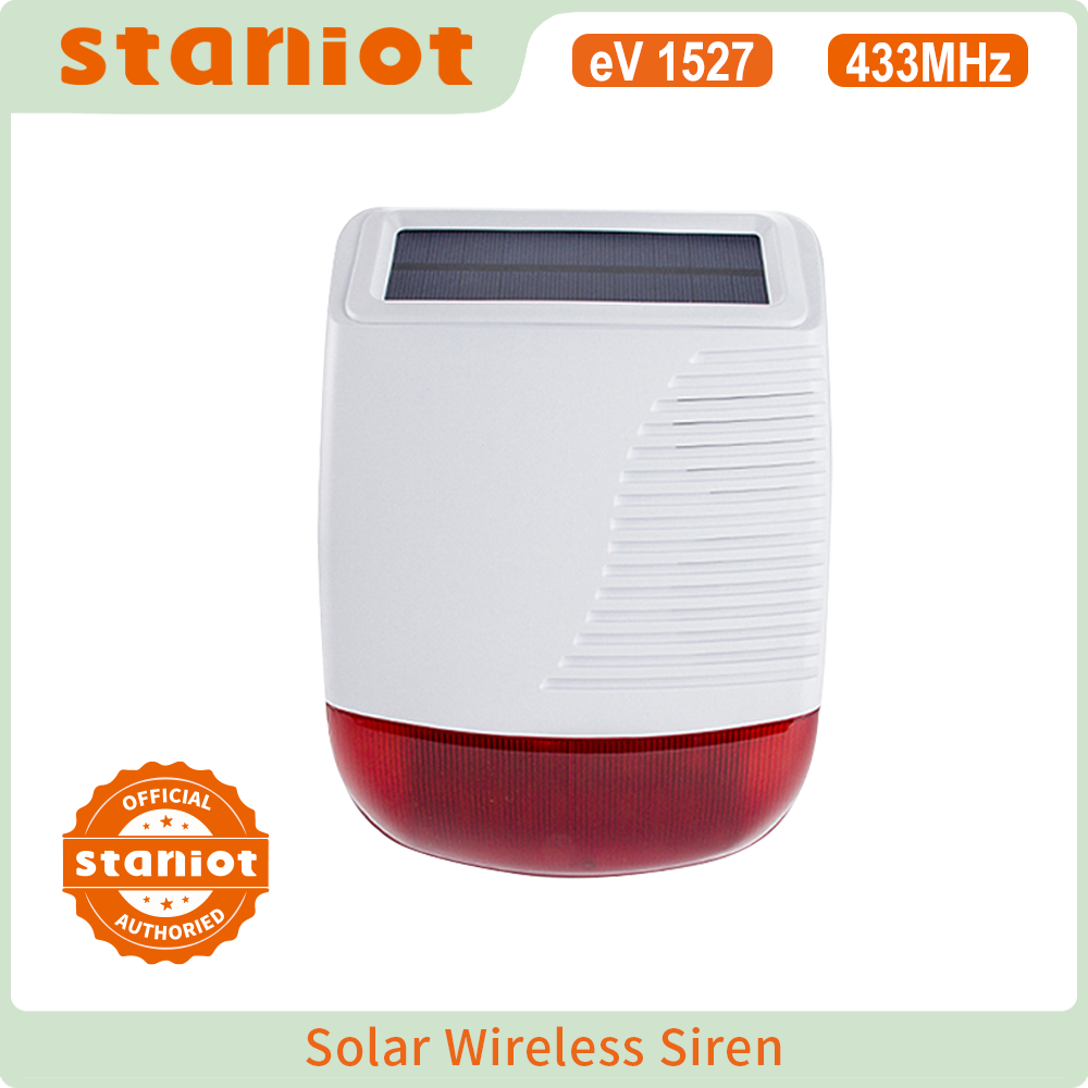 Home Security Siren - Staniot 무선 야외 태양 스트로브 사이렌