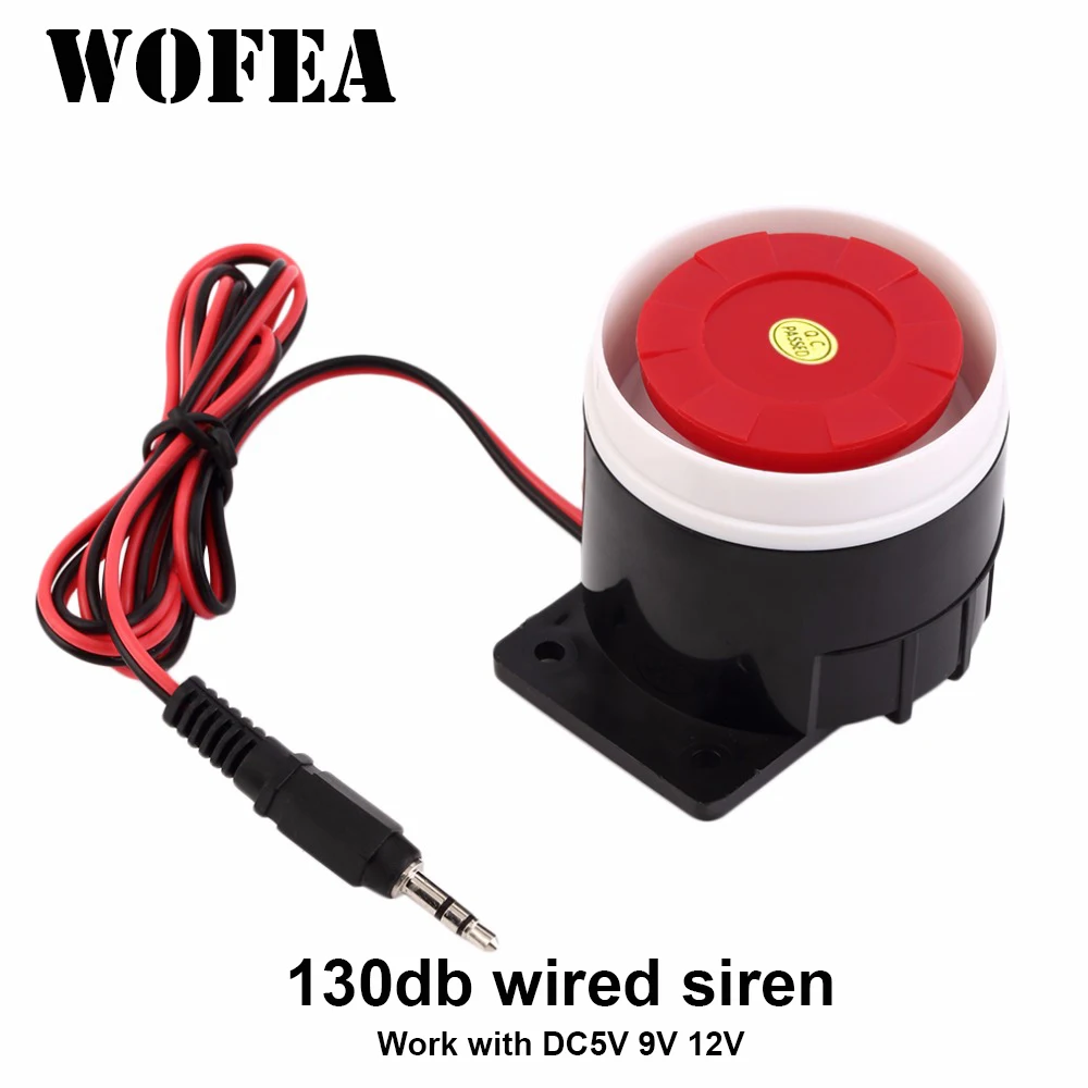 Home Security Siren - WOFEA 130db 유선 미니 사운드 알람