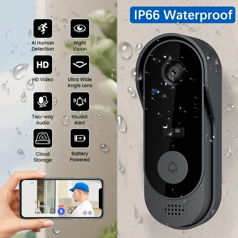 Home Security Video Systems - 비디오 HD 무선 방수 도어벨 카메라,