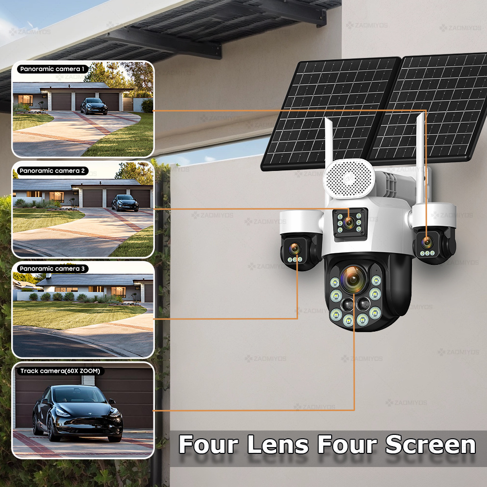 4렌즈 아웃도어 360 °   감시용 태양광 카메라 2 - Home Security Group 리뷰 및 가격