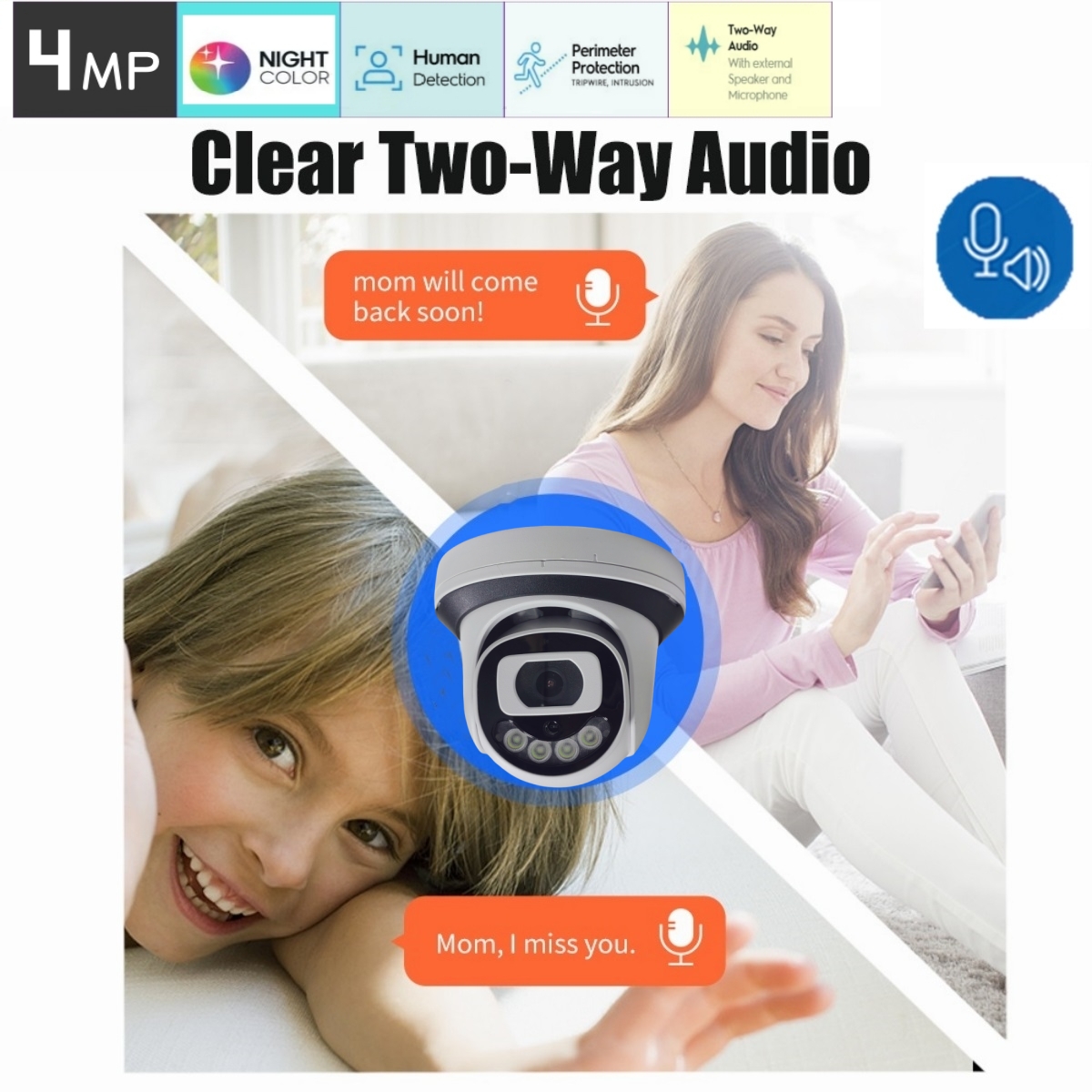 4MP WiFi 보안 카메라 실내 돔형 무선 컬러 야간 - Home Security Video Systems 리뷰 및 가격